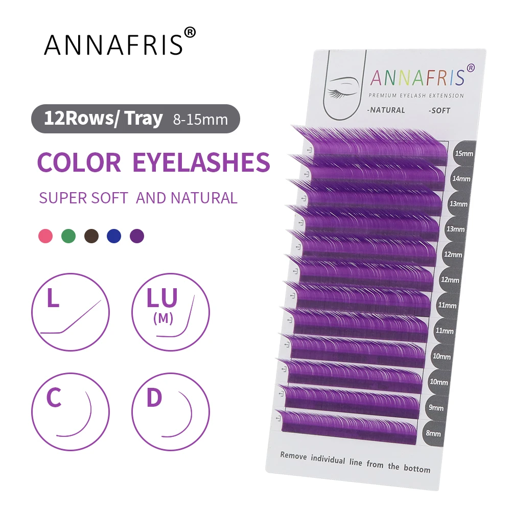 Lash Tile Palette - ANNAFRIS 色フェイクミンクまつげ高品質個別まつげエクステンション C/D/L/LU カールミックス長さカラーつけまつげ Maquiagem