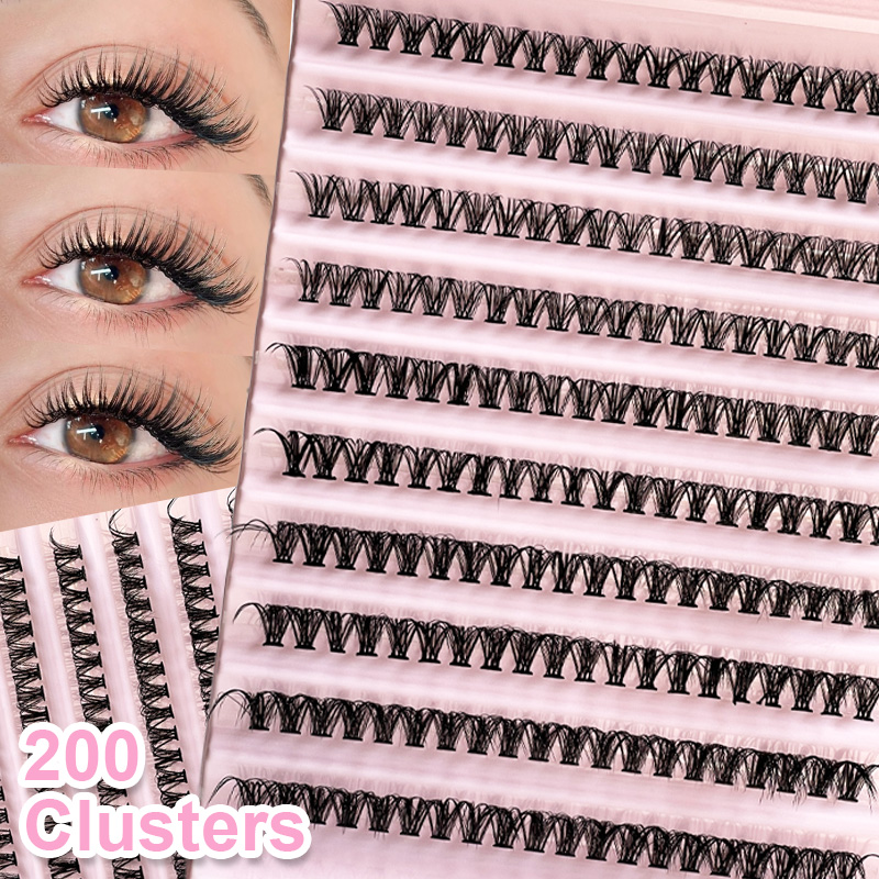 Eyelash Extension Natural Look - 個々のまつげ エクステ用つけまつげ 8-16mm 200本入り クラスタまつげ ナチュラルルック