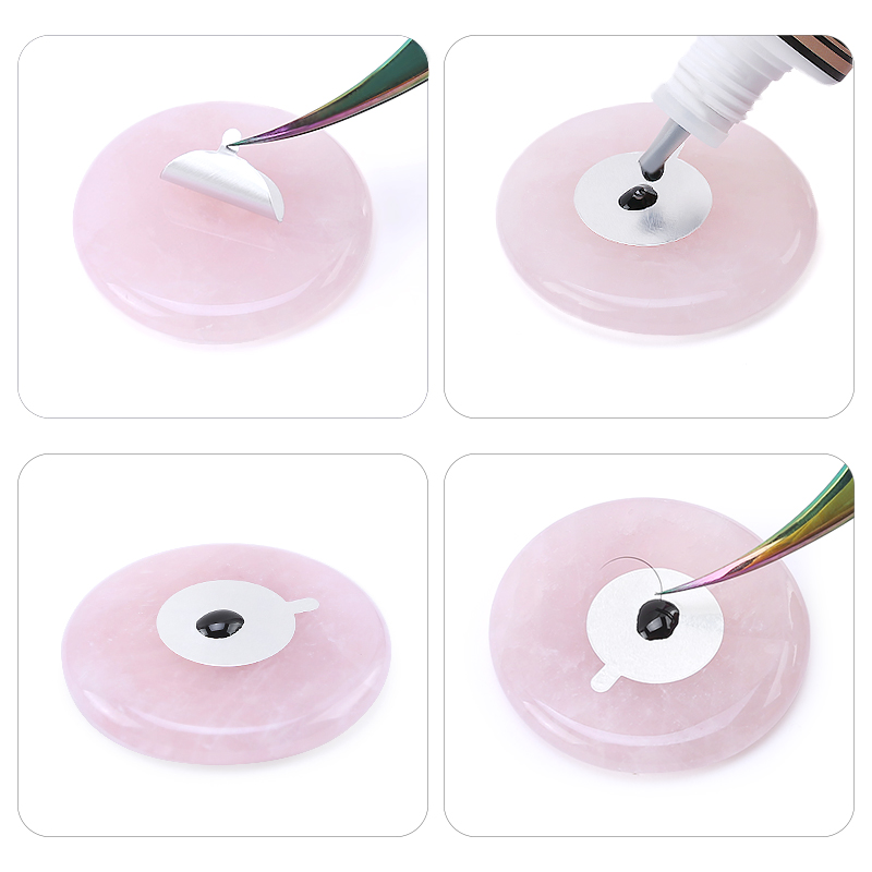 Lash Tile Palette - 接着剤パレットまつげエクステピンクグリーン翡翠石再利用可能なつけまつげ接着剤パレットパッドホルダーメイクアップアクセサリー