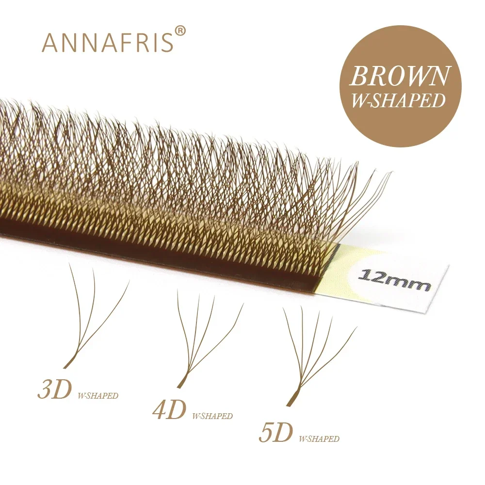 Eyelash Extension Yelix - ANNAFRIS ブラウン W シェイプラッシュエクステンション 2D 3D