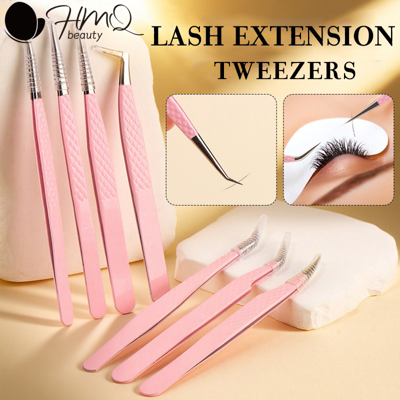 Isolation Tweezer Curved - 高精度まつげエクステンションピンセット ファイバーチップ付き プロ仕様 ボリューム分離 ストレートカーブ ラッシュピンセット