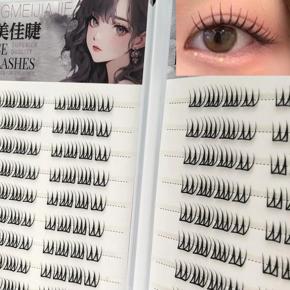 U字型接着剤不要つけまつげ大容量韓国風透明シングルクラスター - Eyelash Extension Single Lash のレビューと価格