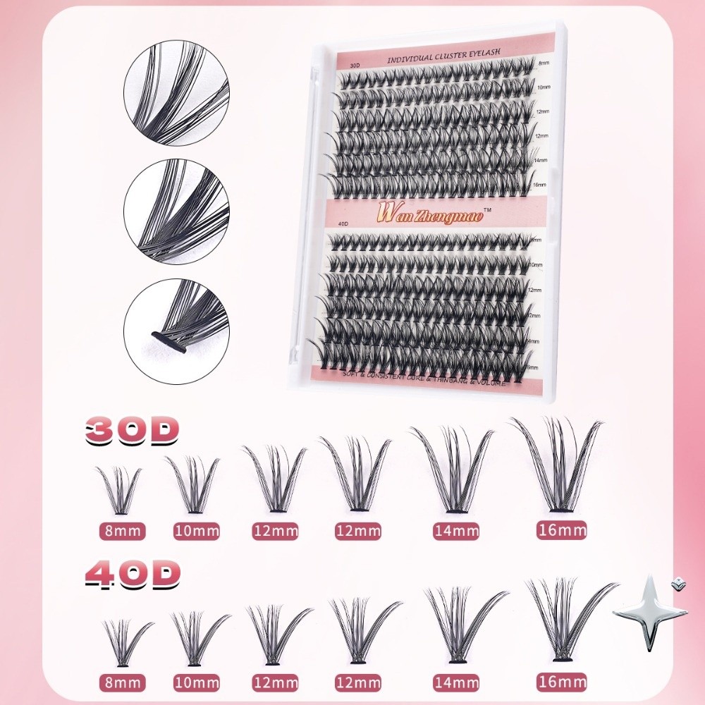 8-16mmの長さのつけまつげ、接着剤とシーラー付き、自然な - Eyelash Extension Natural Look のレビューと価格