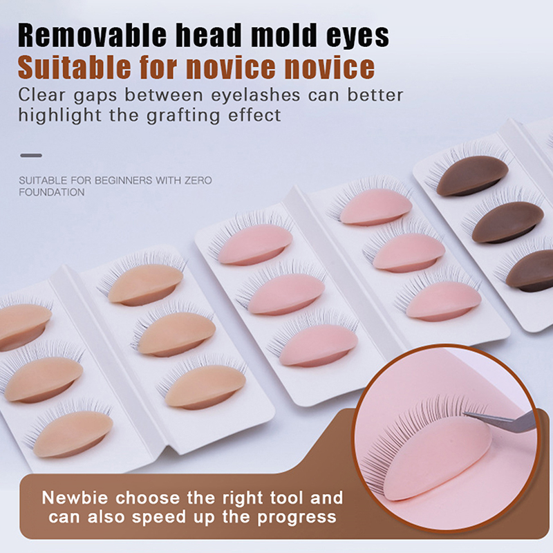 3ペア/セット交換用つけまつげエクステ練習用ヘッドモデルシリ - Eyelash Extension Model のレビューと価格